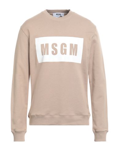 Shop Msgm Man Sweatshirt Beige Size Xl Cotton