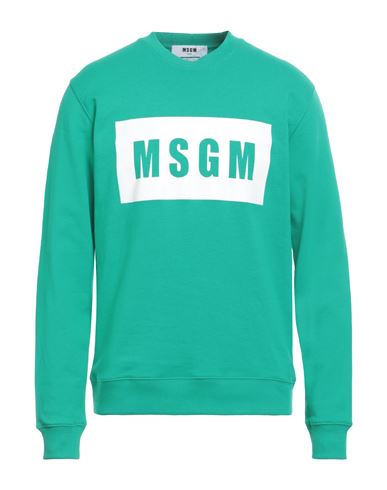 Shop Msgm Man Sweatshirt Light Green Size Xl Cotton