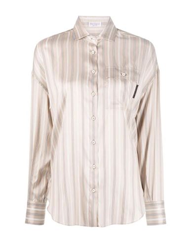 Brunello Cucinelli Silk Shirt Woman Shirt Beige Size L Silk