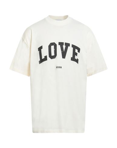Msgm Man T-shirt Ivory Size Xl Cotton In White