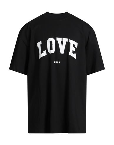 Msgm Man T-shirt Black Size Xl Cotton In Black