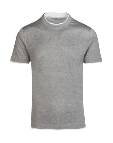 Brunello Cucinelli T-shirt Man T-shirt Light Grey Size Xl Silk