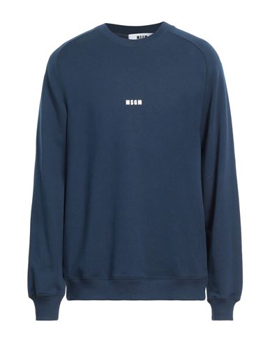 Msgm Man Sweatshirt Navy Blue Size L Cotton In Navy Blue