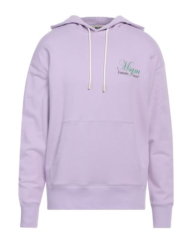 Shop Msgm Man Sweatshirt Lilac Size Xxl Organic Cotton In Purple