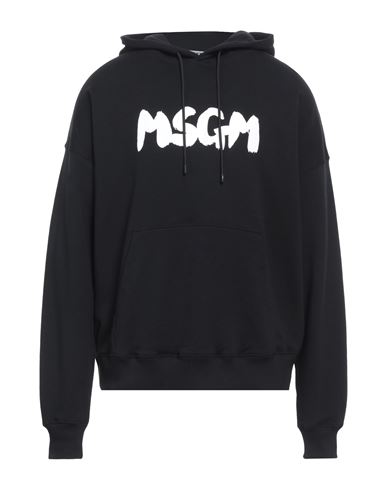 Shop Msgm Man Sweatshirt Black Size Xl Cotton