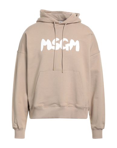 Msgm Man Sweatshirt Beige Size Xl Cotton In Brown