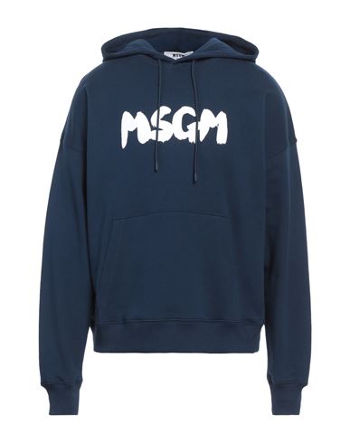 Shop Msgm Man Sweatshirt Navy Blue Size Xl Cotton