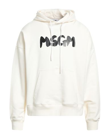 Shop Msgm Man Sweatshirt Ivory Size Xl Cotton In White