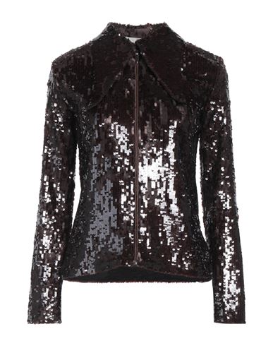 Liviana Conti Woman Shirt Dark Brown Size 6 Polyamide, Elastane In Metallic