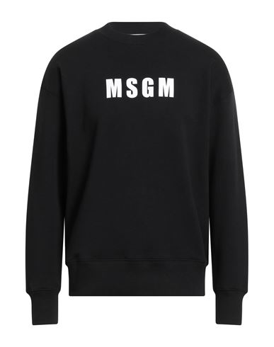 Msgm Man Sweatshirt Black Size Xl Cotton