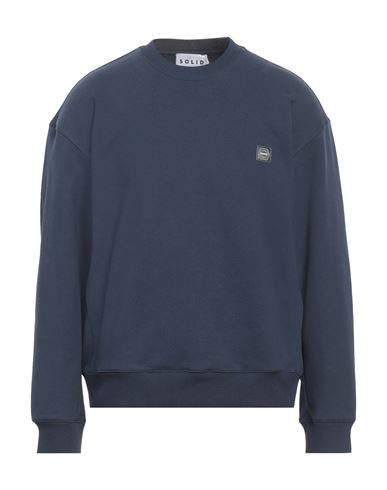 Shop Solid Homme Man Sweatshirt Navy Blue Size 42 Cotton, Elastane