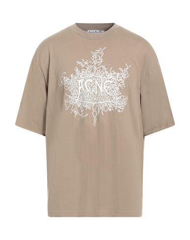 Acne Studios Man T-shirt Light Brown Size L Cotton In Neutral