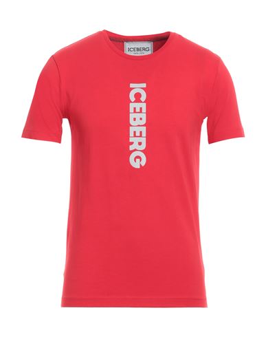 Shop Iceberg Man T-shirt Red Size M Cotton, Elastane
