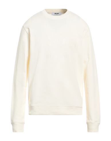 Shop Msgm Man Sweatshirt Cream Size Xl Cotton In White