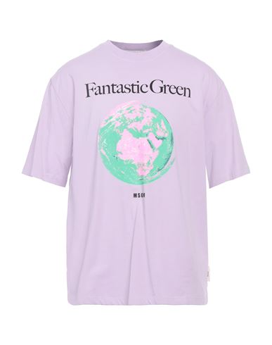 Shop Msgm Man T-shirt Light Purple Size Xxl Organic Cotton