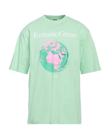 Shop Msgm Man T-shirt Light Green Size Xxl Organic Cotton