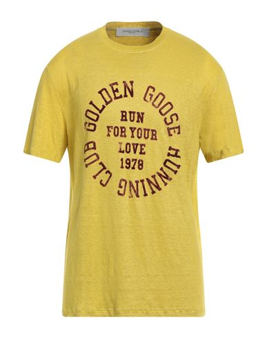 Golden Goose Man T-shirt Yellow Size Xl Linen, Elastane