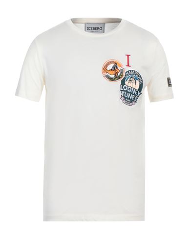 Shop Iceberg Man T-shirt Ivory Size L Cotton, Polyester In White