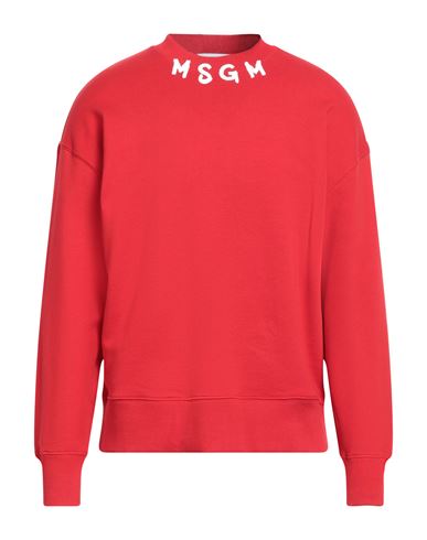 Shop Msgm Man Sweatshirt Red Size L Cotton