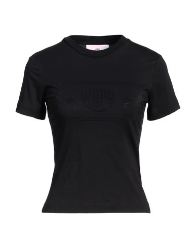 Chiara Ferragni Woman T-shirt Black Size M Cotton In Metallic