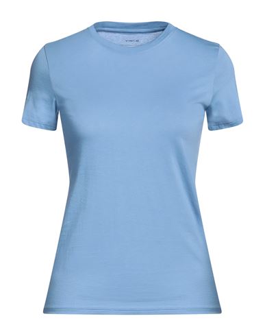 Vince . Woman T-shirt Sky Blue Size Xs Pima Cotton