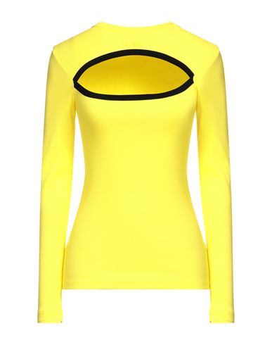 Shop Msgm Woman T-shirt Yellow Size M Cotton, Elastane