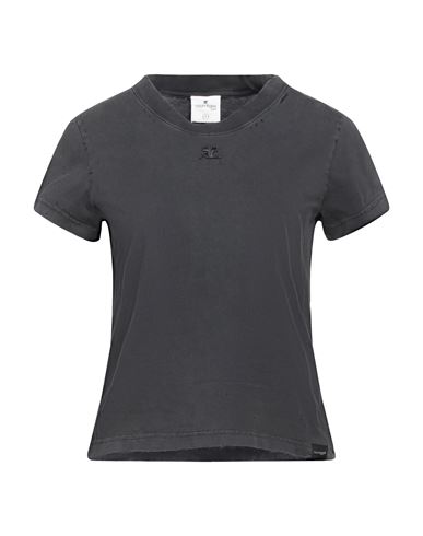 Shop Courrèges Courreges Woman T-shirt Charcoal Size M Cotton In Grey