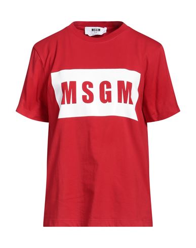 Shop Msgm Woman T-shirt Red Size L Cotton