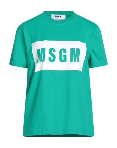 Msgm Woman T-shirt Emerald Green Size L Cotton