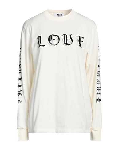 Msgm Woman T-shirt Ivory Size M Cotton In White
