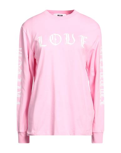 Shop Msgm Woman T-shirt Pink Size M Cotton