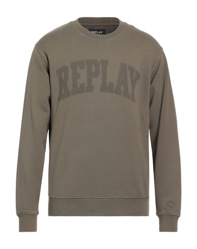 Shop Replay Man Sweatshirt Khaki Size M Cotton In Beige