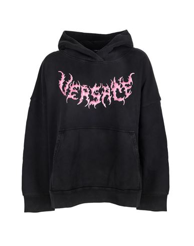 Shop Versace Black Hooded Sweatshirt Woman Sweatshirt Black Size 2 Cotton
