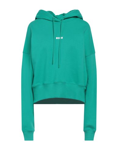 Shop Msgm Woman Sweatshirt Green Size Xl Cotton
