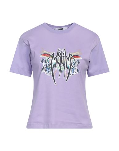 Shop Msgm Woman T-shirt Lilac Size S Cotton In Purple