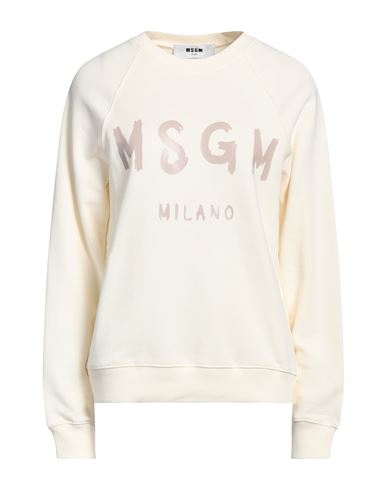 Shop Msgm Woman Sweatshirt Ivory Size Xl Cotton In White