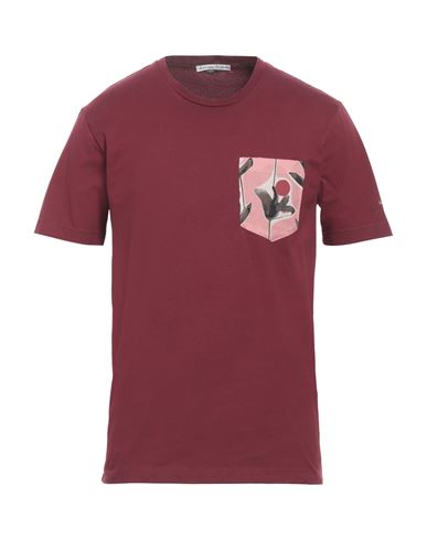 Shop Grey Daniele Alessandrini Man T-shirt Burgundy Size M Cotton In Red