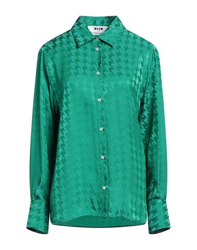 Shop Msgm Woman Shirt Emerald Green Size 2 Acetate, Viscose