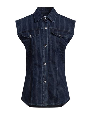 Shop Msgm Woman Denim Shirt Blue Size 4 Cotton, Polyamide, Elastane, Polyester