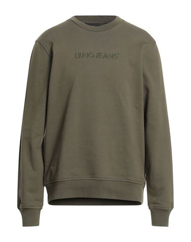 Shop Liu •jo Man Man Sweatshirt Military Green Size Xl Cotton, Elastane