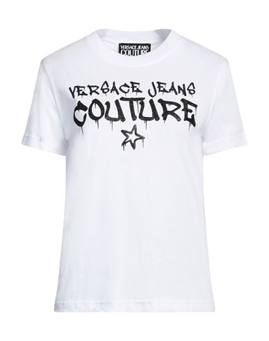Versace Jeans Couture Woman T-shirt White Size L Cotton In White