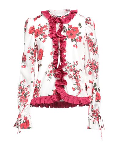 Msgm Woman Shirt White Size 4 Polyester In Pink