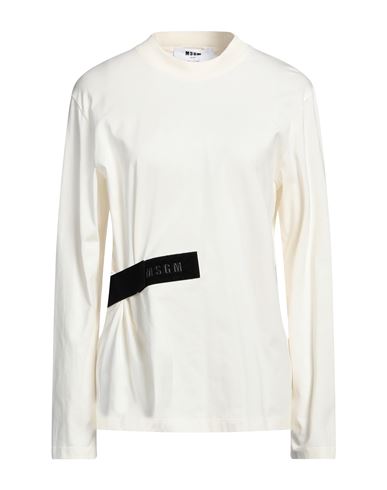 Msgm Woman T-shirt Ivory Size S Cotton In White