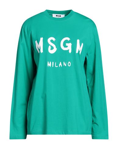 Shop Msgm Woman T-shirt Green Size M Cotton