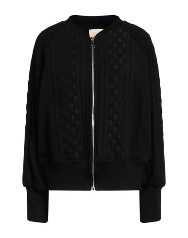 Jijil Woman Sweatshirt Black Size 4 Cotton, Polyester