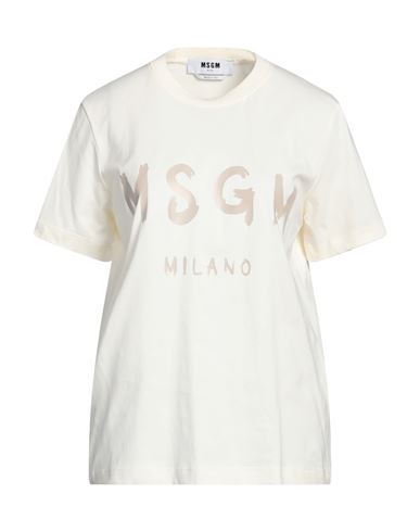 Shop Msgm Woman T-shirt Ivory Size S Cotton In White