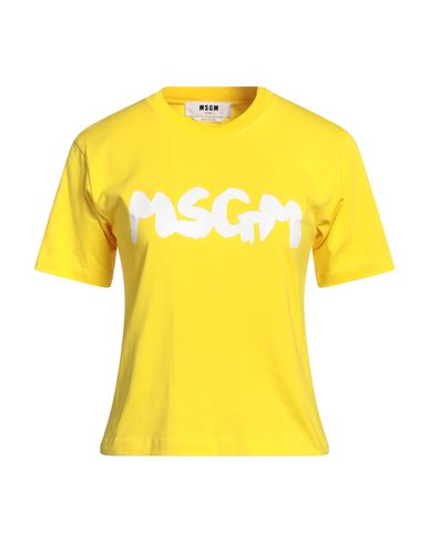 Shop Msgm Woman T-shirt Yellow Size L Cotton