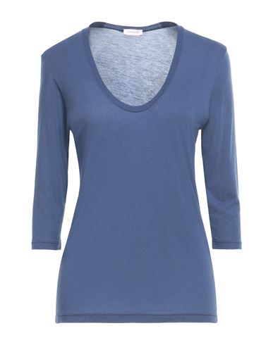 Shop Rossopuro Woman T-shirt Navy Blue Size L Modal, Polyamide