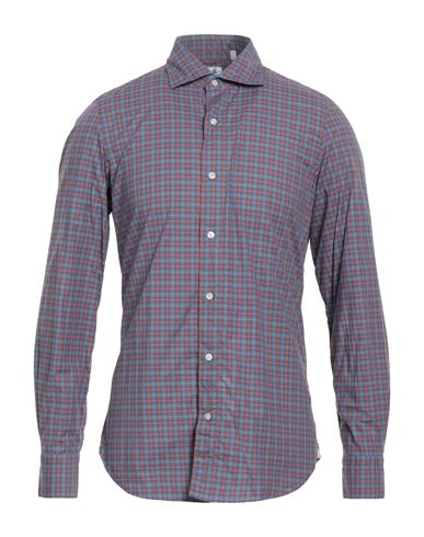 Finamore 1925 Man Shirt Slate Blue Size 15 ¾ Cotton In Purple