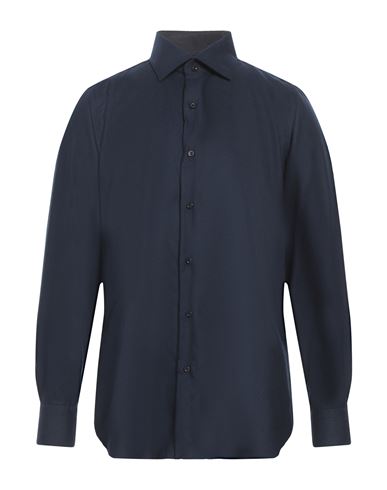 Finamore 1925 Man Shirt Midnight Blue Size 16 Cashmere